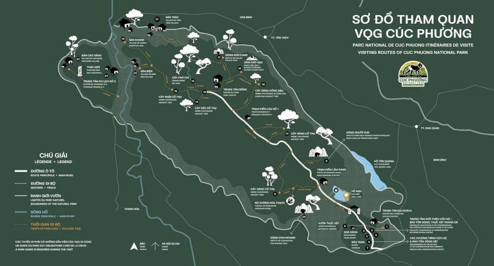 Travelers can view detailed Cuc Phuong National Park map at the Visitor Center to plan their journey to explore the Cuc Phuong National Park